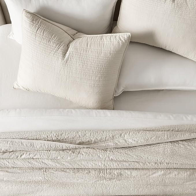 EVERGRACEHOME 100% Cotton Modern Lines Quilt Set King Size, Pre-Washed Soft - Image 3