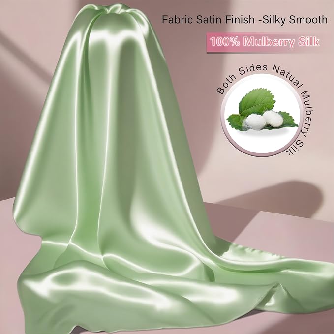 Mulberry Silk Pillow Cases Queen Size Set of 2, Ultra Smooth Soft Breathable - Image 2