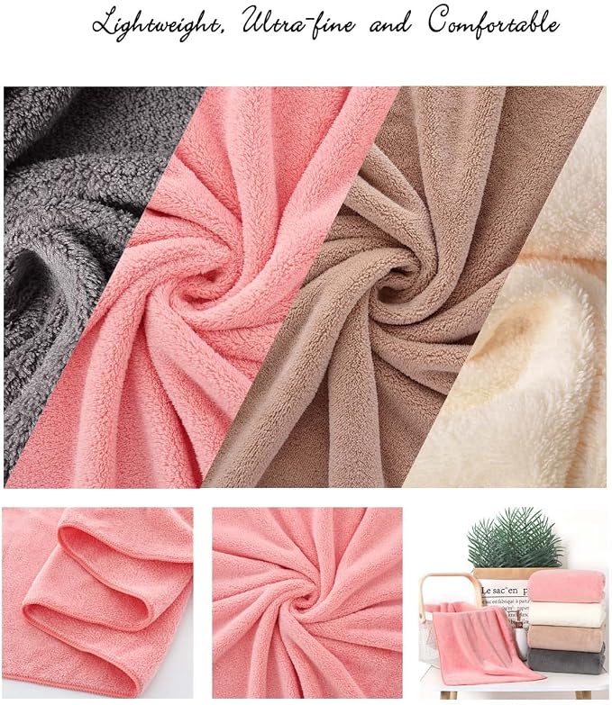 Lumimi Towels 3 Piece Very Soft Microfiber Bath Towel Set Super Absorbent Light - Image 4