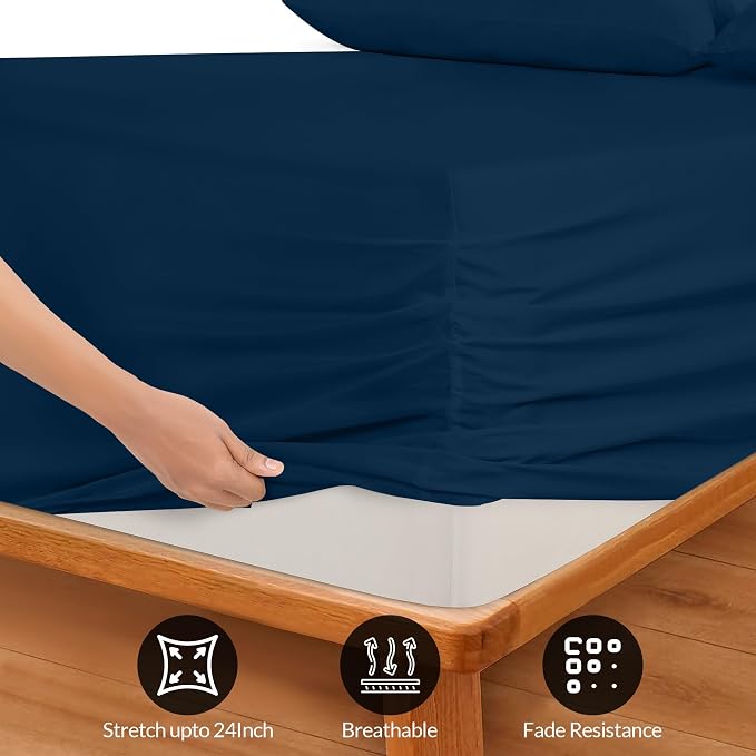 Royale Linens Extra Deep Pocket Twin Fitted Sheet Only - Image 3