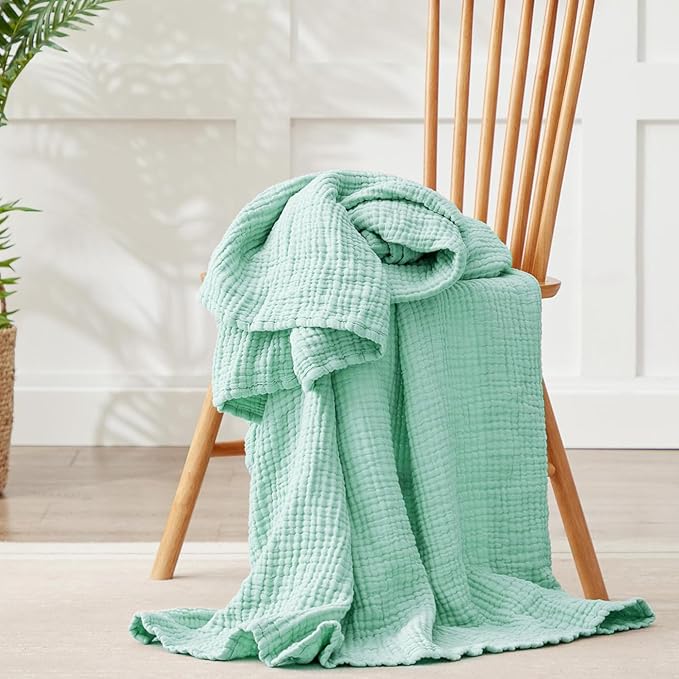 100% Cotton Muslin Blanket King 108" x 90", Breathable and Lightweight Cotton - Image 7