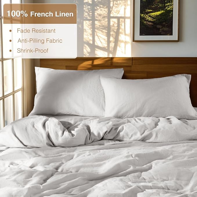 SONORO KATE 100% French Linen Duvet Cover Queen Size, Soft Breathable - Image 2