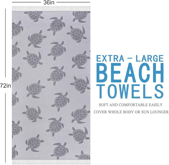 Genovega Oversized Cotton Turkish Beach Towels 72"x36" Lightweight Quick Dry - Image 6