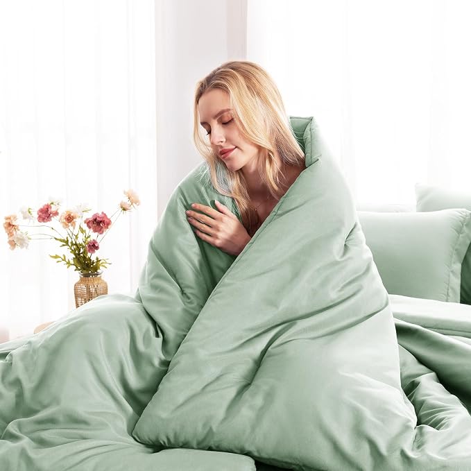 CozyLux California King Comforter Set Sage Green, 7 Pieces Cal King Bed in a - Image 9