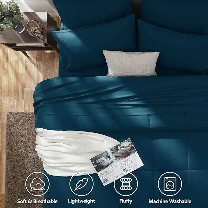 CozyLux King Size Comforter Set Lyons Blue, 7 Pieces Bed in a Bag, All Season - Image 2