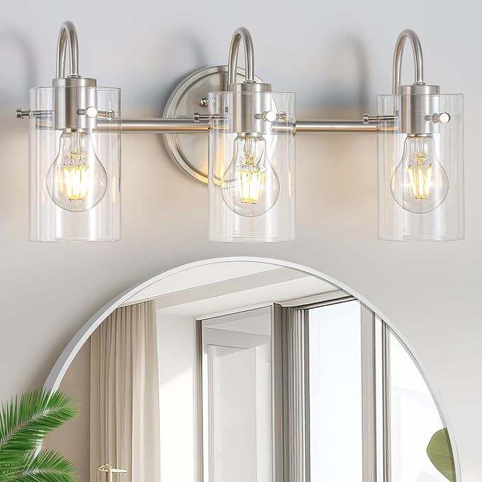 3 Lights Vanity Light Fixture, Brushed Nickel Bathroom Wall Sconces, Modern by Apenath