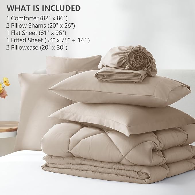 CozyLux Full Size Comforter Sets Wheat - Image 6