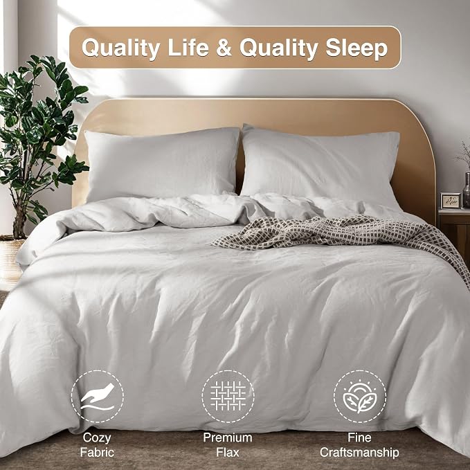 SONORO KATE 100% French Linen Duvet Cover King Size, Soft Breathable - Image 7