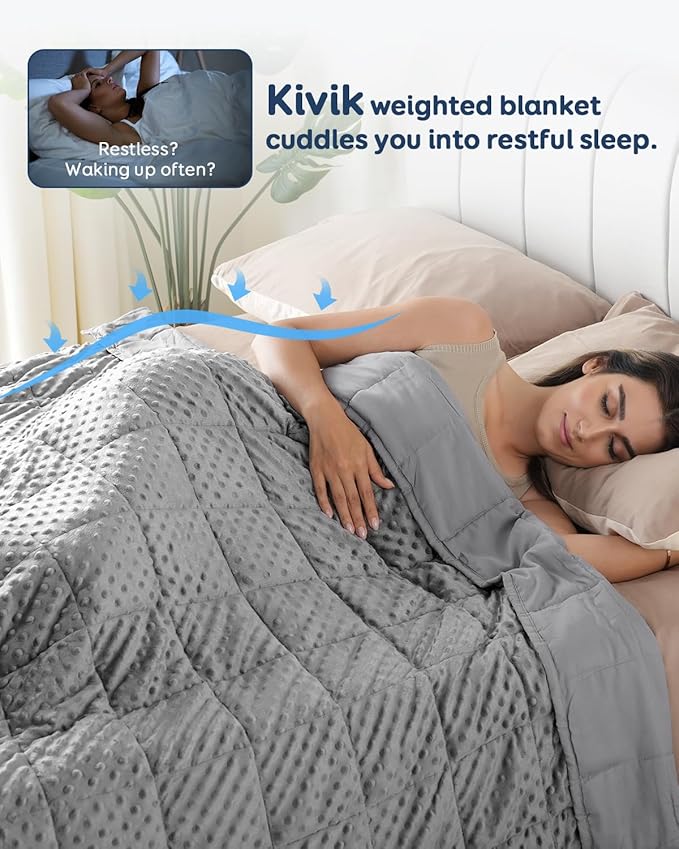 Kivik Weighted Blanket 12 lbs for Adults, Minky Dot Heavy Blankets, Microfiber - Image 2