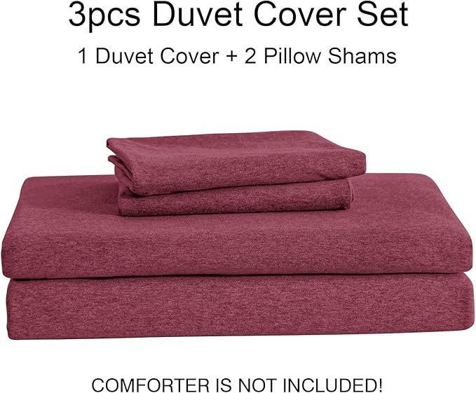 PURE ERA Jersey Knit Duvet Cover Set 100% T-Shirt Cotton Super Soft Comfy 3pc - Image 7