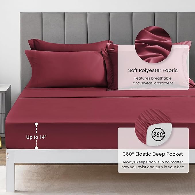 Love's cabin Full Comforter Set Burgundy, 7 Pieces Full Bed in a Bag, All - Image 5