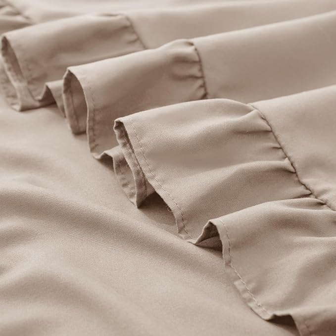 KKJIAF Ruffle Pillow Cases Queen Size Set of 2, Khaki Ruffled Pillow Covers - Image 6
