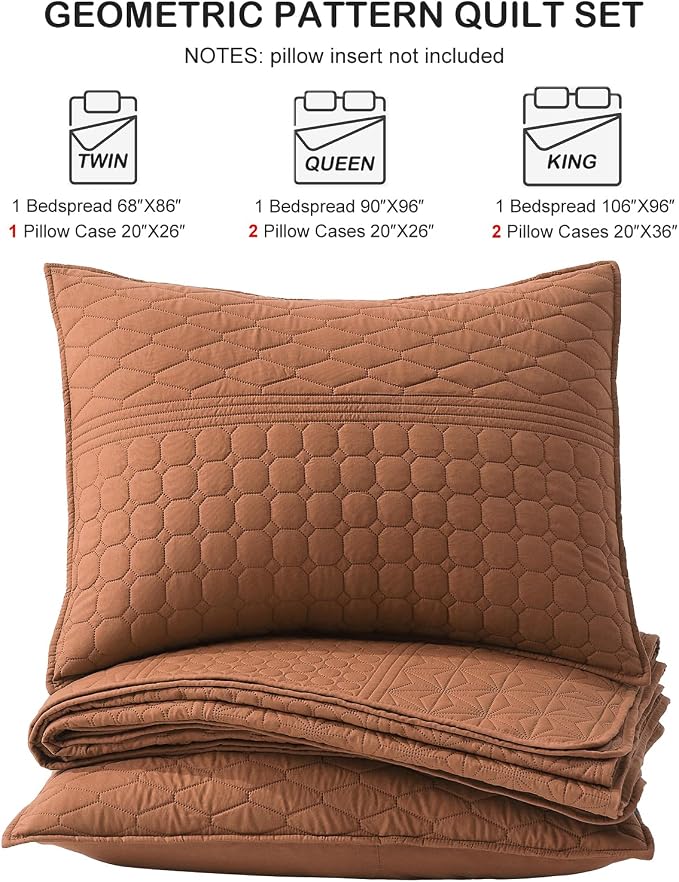 HORIMOTE HOME Burnt Orange Twin Size Quilt Set - Image 7