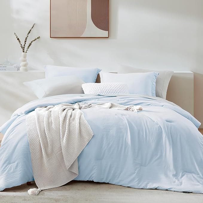 WRENSONGE Full Size Comforter Set- 7 Pieces Ice Blue Bed in a Bag Full Size by WRENSONGE