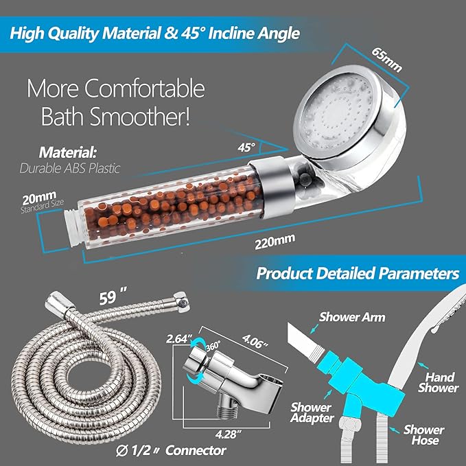 FASTRAS LED Shower Head with Handheld, High Pressure Shower Head with Hose - Image 5