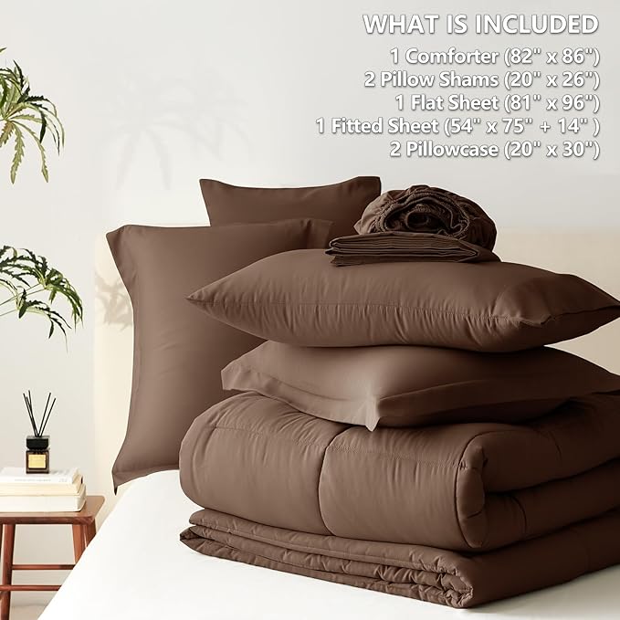CozyLux Full Size Comforter Sets Brown - Image 5