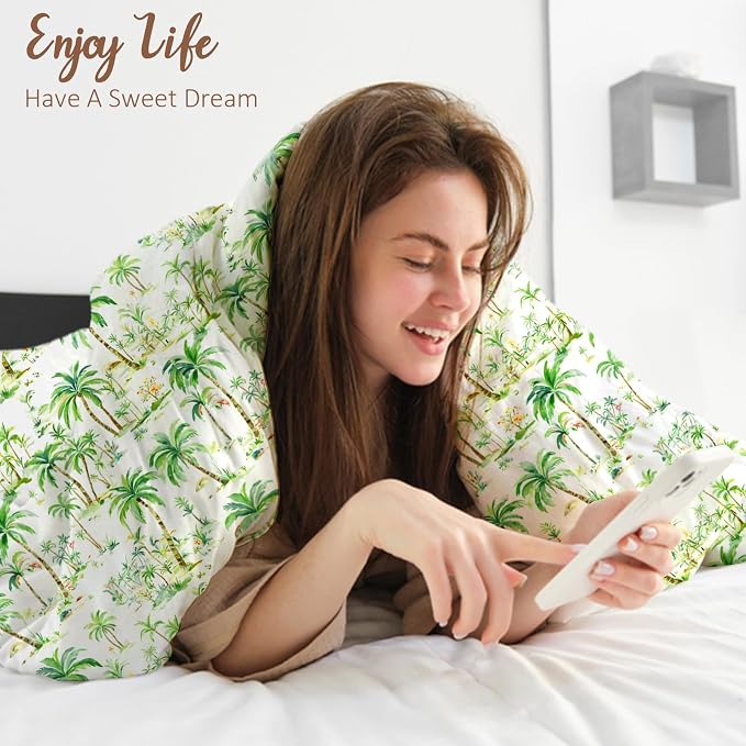 LONAVA Queen Tropical 3 Pcs Duvet Cover Set, Breathable Soft Microfiber Sage - Image 4