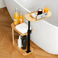 3-Tier Freestanding Bathtub Tray Table, Adjustable Bamboo Bath Caddy by Unknown