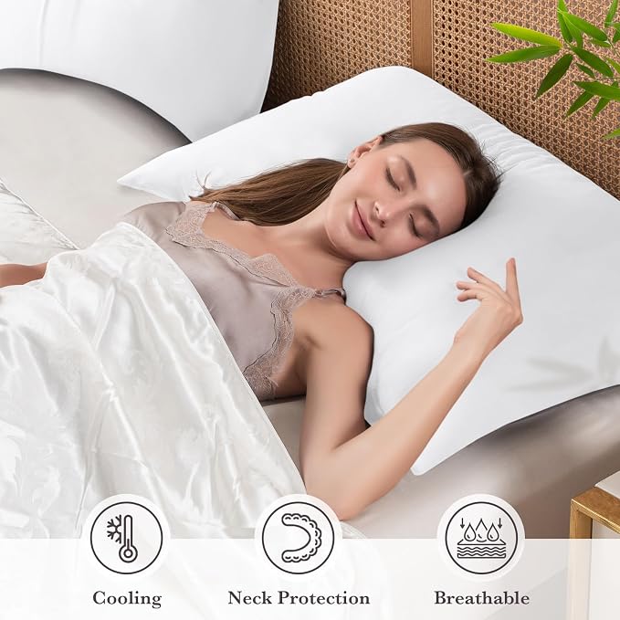 Curved Pillow Case Queen Size, Side Sleeper Pillow Cases Cover Cooling Rayon - Image 3