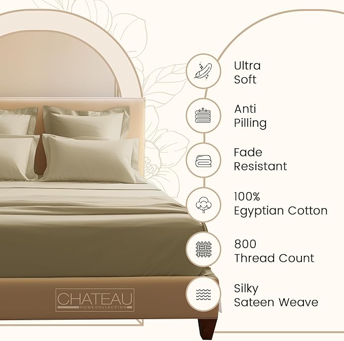 800TC 100% Egyptian Cotton Sateen Weave 3PC Twin XL Size Sheets Set, XL Twin - Image 2