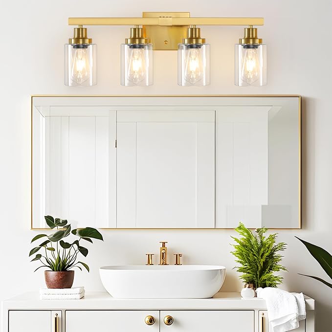 Bathroom Vanity Light, 4-Light Modern Matte Gold Wall Sconce Lighting - Image 2