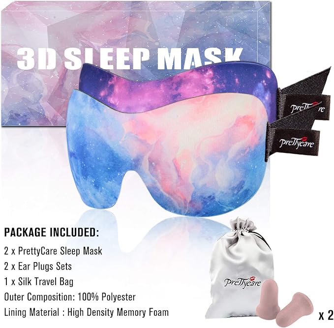 PrettyCare 3D Sleep Mask 2 Pack, Eye Mask - Image 6