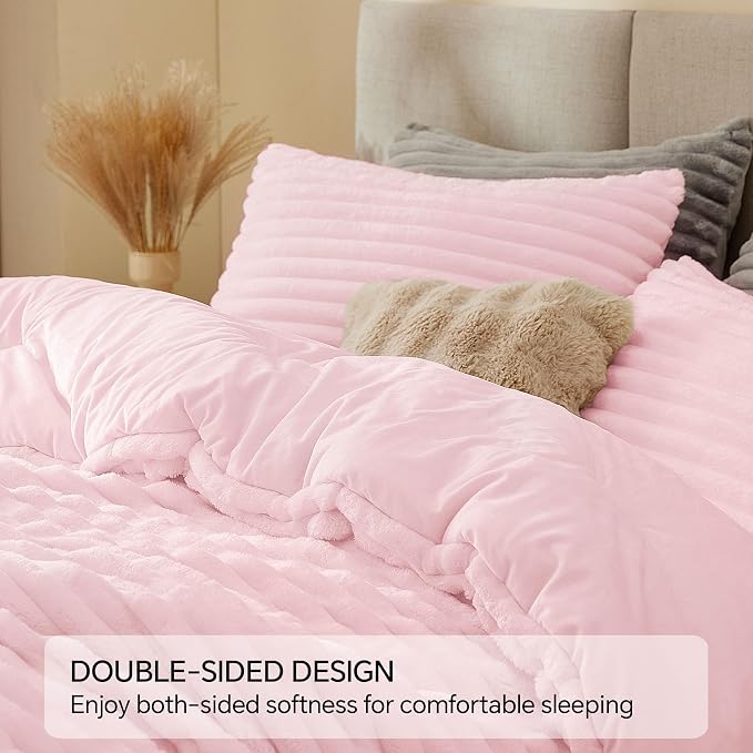 BEDELITE Fleece Full Comforter Set -Super Soft & Warm Fluffy Cherry Blossom - Image 4