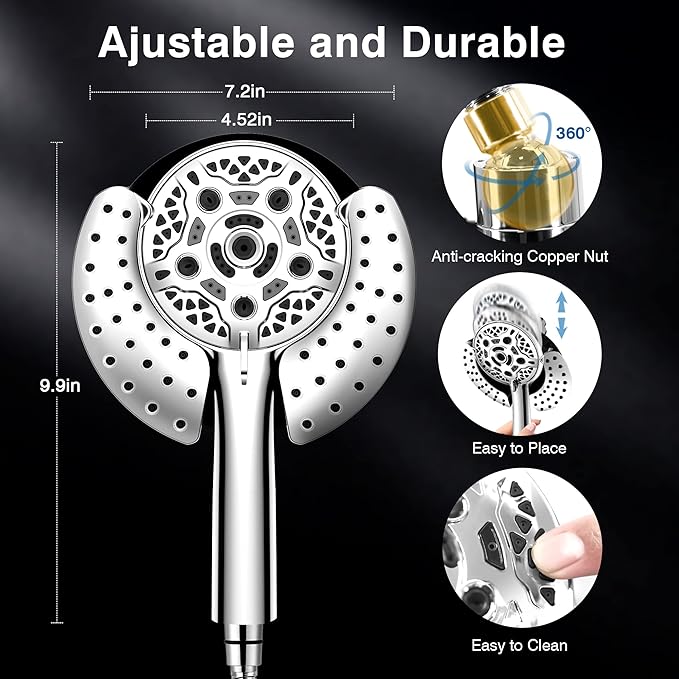 Shower Head with Handheld High Pressure: INAVAMZ Hand Held Shower Head & Rain - Image 5