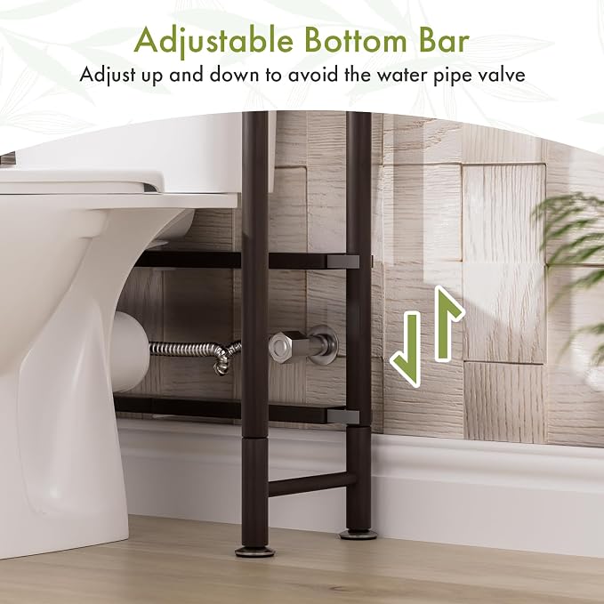 AmazerBath Bamboo Over The Toilet Storage Shelf, Over Toilet Bathroom Organizer - Image 8