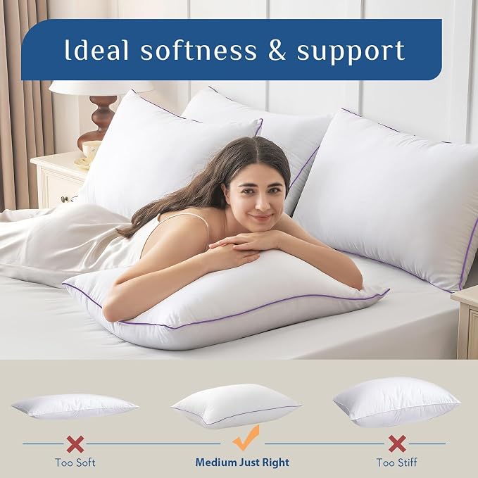 JOLLYVOGUE Pillows Queen Size Set of 4, Washable Supportive Bed Pillows - Image 5