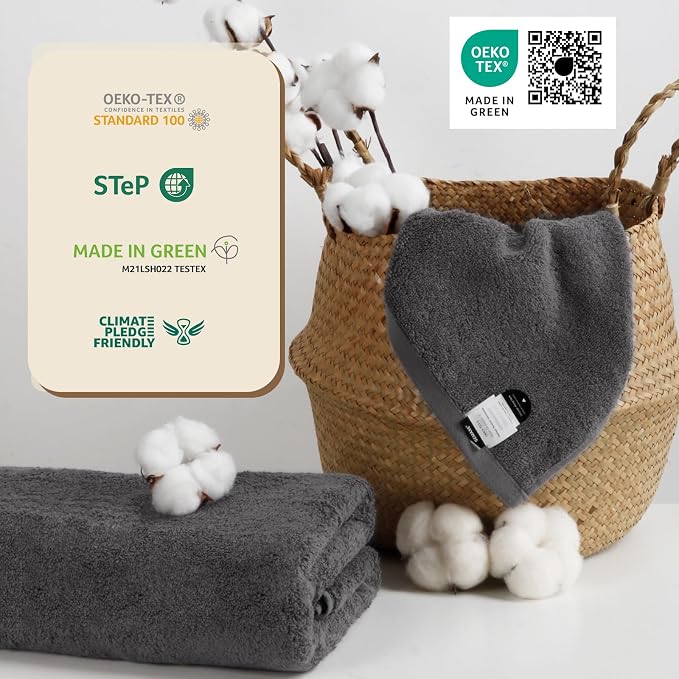 SEMAXE 4 Piece Grey Bath Towel Set - Image 3