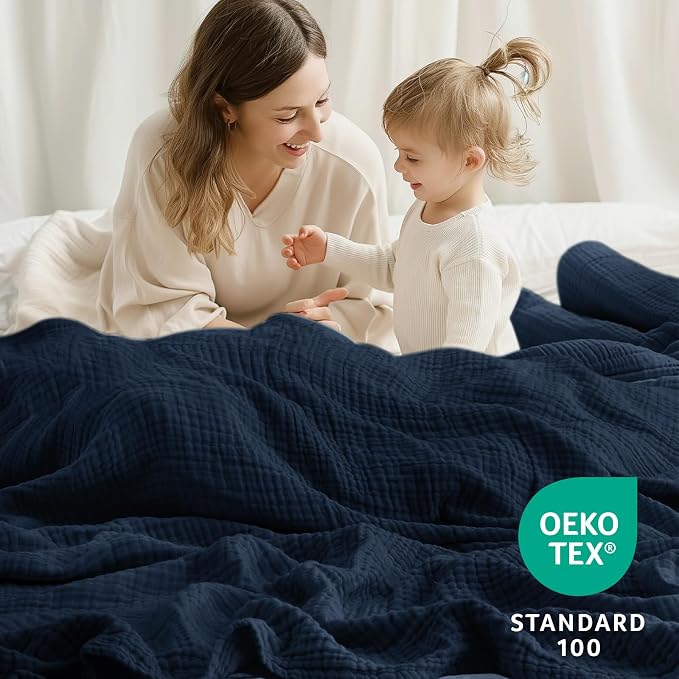 100% Cotton Muslin Blanket 50" x 60", Breathable and Lightweight Cotton Throw - Image 4