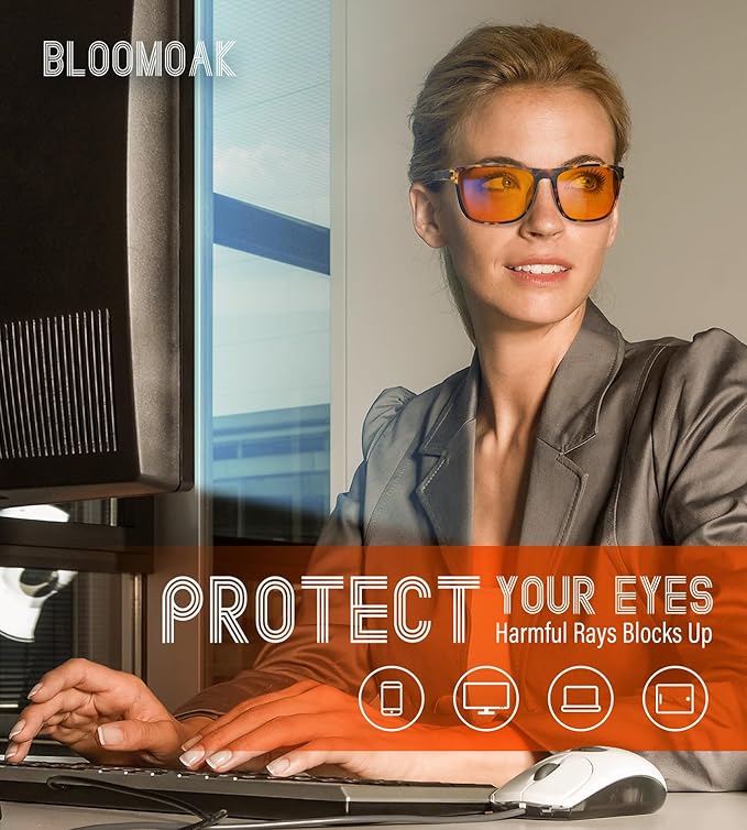 Bloomoak 100% Red Lens Blue Green Light Blocking Glasses- Dual AR Coatings - Image 2