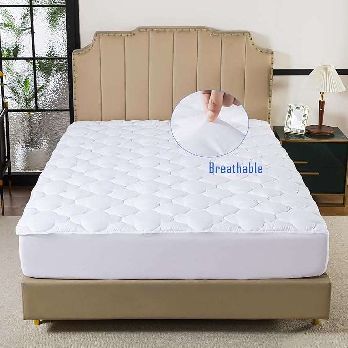 WhatsBedding Queen Mattress Pad, Fitted Queen Mattress Protector Soft - Image 2