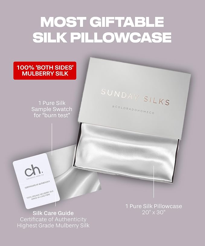 SUNDAYSILKS™ Silk Pillow Cases 2 Pack | 22 Momme Mulberry Silk Pillowcase Set - Image 6