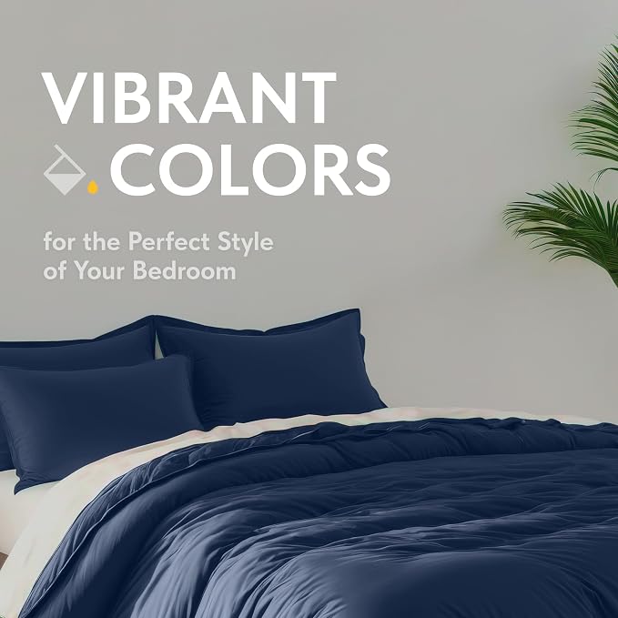 White Classic Navy Duvet Cover Queen Size - Image 7