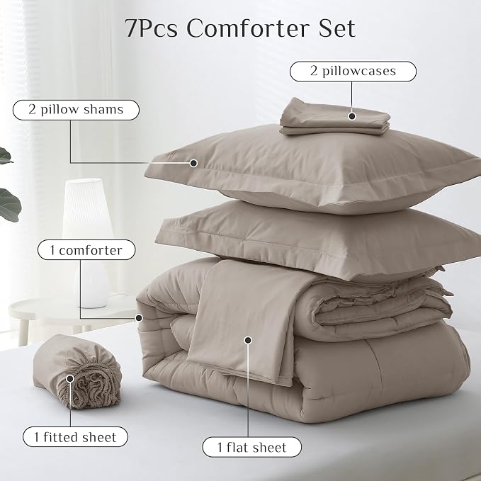 JOLLYVOGUE King Comforter Set, Ultra-Soft Bed in a Bag King Size 7 Pieces - Image 5