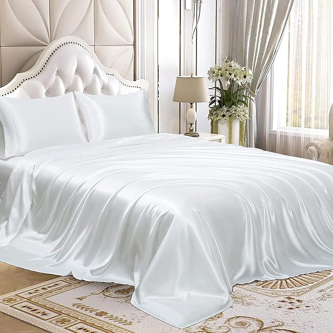 Homiest White Satin Twin Flat Sheet - Image 4