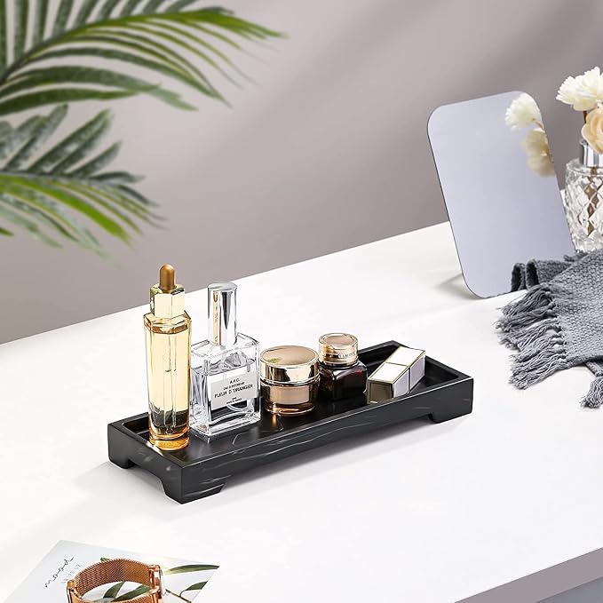 Luxspire Resin Vanity Tray, Bathroom Tray Toilet Tank Storage Tray, 11 x 4 inch - Image 4