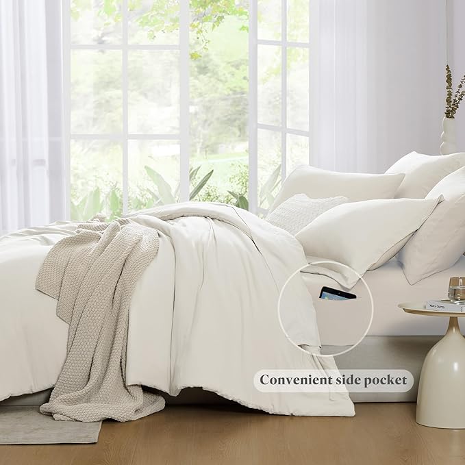WRENSONGE King Comforter Set, 7 Pieces White Soft Bed in a Bag King - Image 4