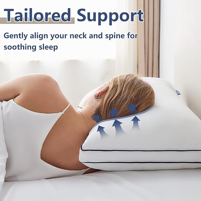 CozyLux Pillows King Size Set of 4, Soft and Supportive 3D Down Alternative Bed - Image 4