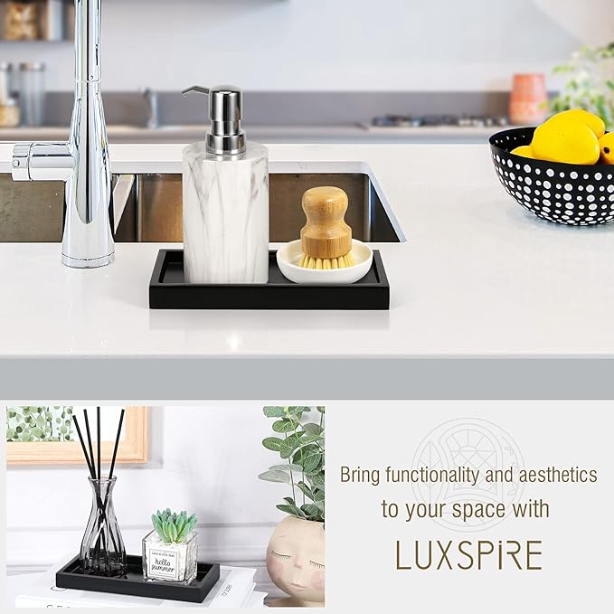 Luxspire Bathroom Vanity Tray, 8 x 4 inch Resin Dresser Jewelry Ring Dish Tank - Image 2