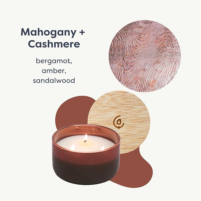Calyan Wax Co. Mahogany & Cashmere 3 Wick Scented Candle - Image 2
