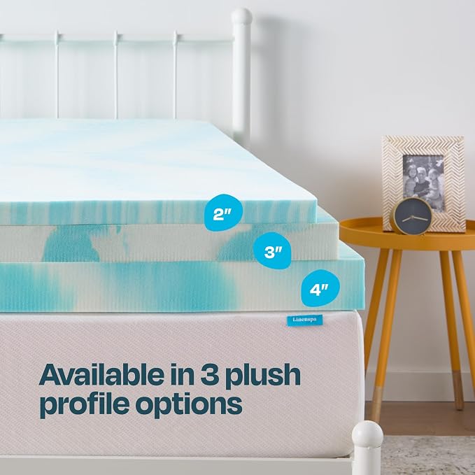 Linenspa 4 Inch Swirl Gel Memory Foam Mattress Topper, California King Size – - Image 5