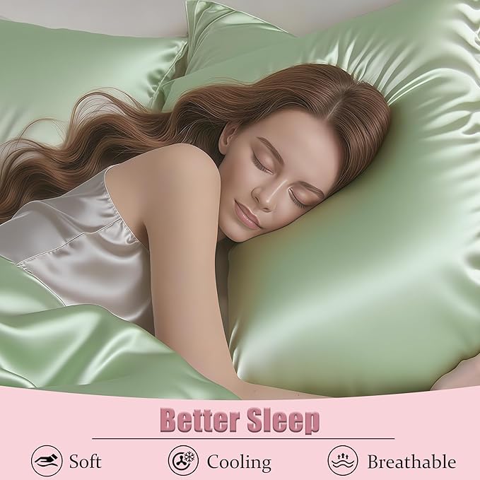 Mulberry Silk King Size Pillow Cases Set of 2, Ultra Smooth Soft Breathable - Image 4