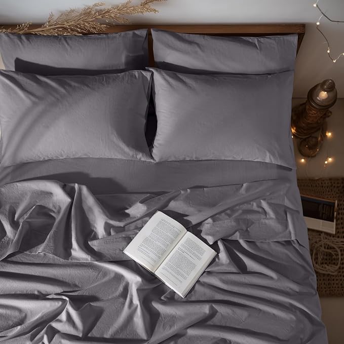LBRO2M 100% Pure Linen Sheet Set Deep Pocket Up to 16" Bed Sheets Sets by LBRO2MBedding