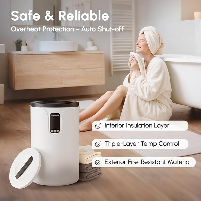 USHOWER Towel Warmers for Bathroom, 20L Large Towel Warmer Bucket for Spa - Image 6