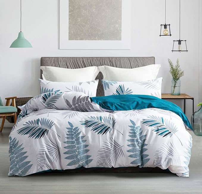 SLEEPBELLA Duvet Cover Set, 600 Thread Count Cotton Leaf Botanical Pattern - Image 2