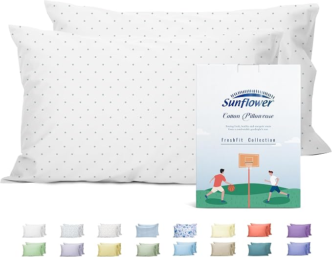 Sunflower King Pillowcases Set of 2, 100% Cotton King Size Pillow Cases 2 by SunflowerHometexUS