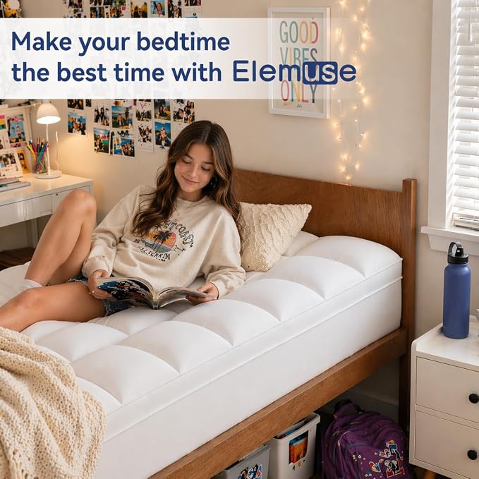 ELEMUSE Twin Mattress Topper for Back Pain, Extra Thick Mattress Pad Cover - Image 5